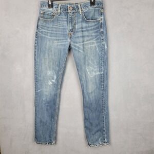 Levi's 511 Jeans‎ Mens 32x32 Light Wash Blue Slim Fit Denim Red Tab Distressed